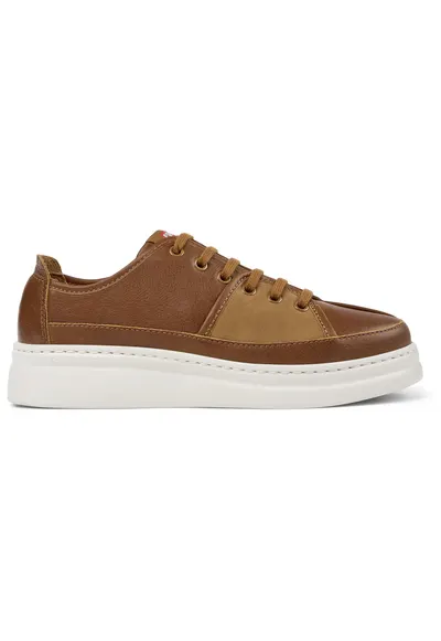 Pantofi sport din piele cu talpa wedge Runner Up Twins - Maro