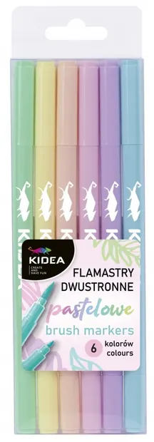 Carioci cu 2 capete cu pensula Kidea - 6 culori, pastelate