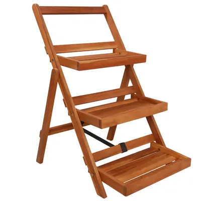 vidaXL Suport de plante, 3 niveluri, 50x63x80 cm, lemn masiv de acacia