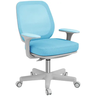 Vinsetto Scaun Birou Ergonomic cu Înălțime Reglabilă, Scaun Rotativ și Respirabil cu Înclinare, 55x48x82.5-94.5 cm, Albastru | Aosom Romania