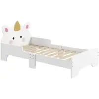 ZONEKIZ Pat pentru copii pat de copii design unicorn 3-6 ani somier cu șipci inclus capacitate de încărcare 80 kg 143 x 74 x 67 cm roz | Aosom Romania
