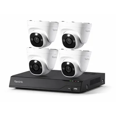 Sistem supraveghere IP Dome Reolink NVS8-5MD4, 4 camere, 5 MP, IR 30 m, 4 mm, microfon, detectie om/vehicul/animal, PoE, HDD 2 TB inclus