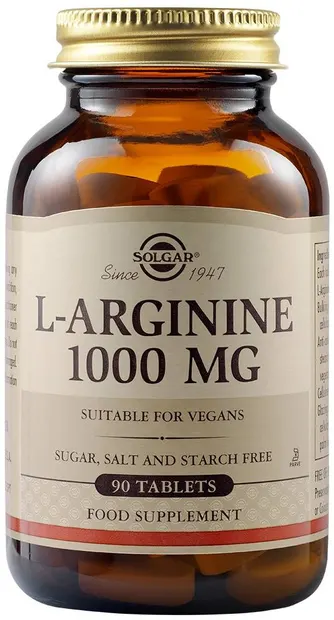 L-Arginine, 1000 mg, 90 tablete, Solgar
