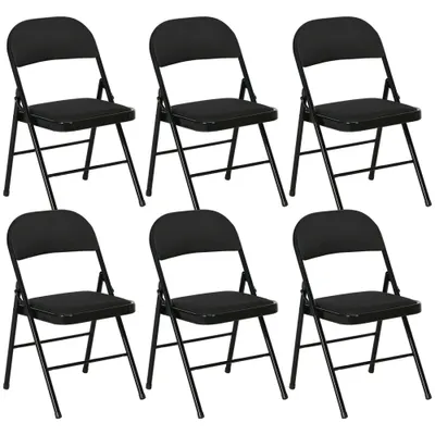 HOMCOM Set 6 Scaune Pliabile, Scaune Moderne cu Perne din Poliester pentru Acasă și Birou, 45x46x78 cm, Negru | Aosom Romania