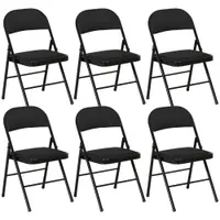 HOMCOM Set 6 Scaune Pliabile, Scaune Moderne cu Perne din Poliester pentru Acasă și Birou, 45x46x78 cm, Negru | Aosom Romania