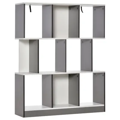 HOMCOM Bibliotecă Mobilă cu 8 Rafturi pentru Sufragerie și Dormitor, 100x24x124 cm, Gri Închis | Aosom Romania