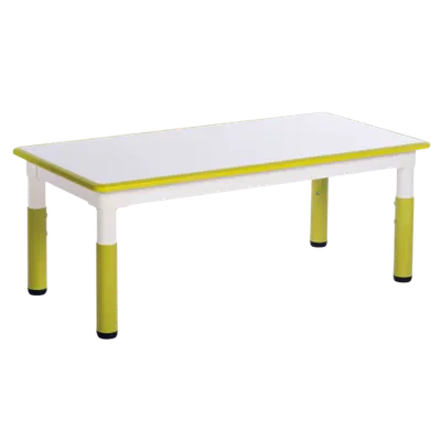 Masa dreptunghiulara alb-verde lime din plastic reglabila marimea 1-3 pentru gradinita