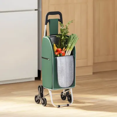 vidaXL Carucior de cumpărături Verde 39,5 x 33 x 93 cm Tafeta Oxford