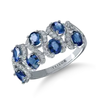 Inel din aur alb cu safire de 1.7ct si diamante microsetting de 0.3ct
