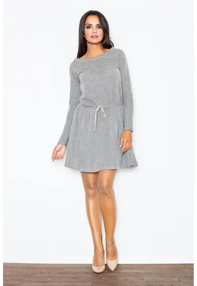 Rochie tricotata - gri inchis - bumbac