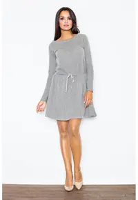 Rochie tricotata - gri inchis - bumbac