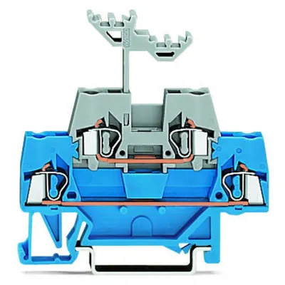 Double-deck terminal block; Through/through terminal block; for DIN-rail 35 x 15 and 35 x 7.5; 2.5 mm²; CAGE CLAMP®; 2,50 mm²; blue/gray