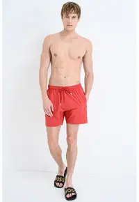 Pantaloni scurti de baie cu benzi laterale contrastante Iconic - Rosu/Rosu vermillion
