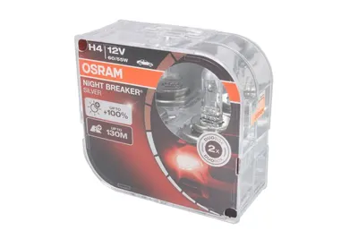 2X Bec Halogen H4 12V Far Auto Night Breaker Silver Osram