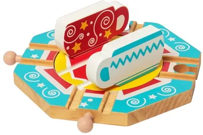 Supliment pentru trenul feroviar Bigjigs - Sina rotativa cu cesti de ceai