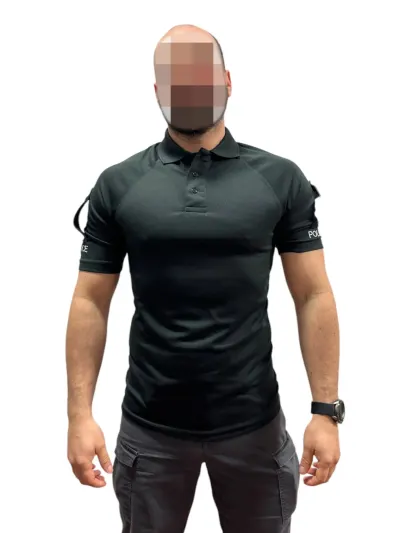 Tricou Polo Negru Surplus Militar Politia Britanica - S - XXS - se potriveste celor care poarta S