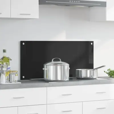 vidaXL Panou de bucătărie Negru 90 x 40 cm sticlă securizată