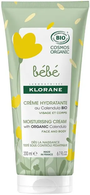 Klorane Bebe Calendula Cremă hidratantă pentru față și corp, 200 ml