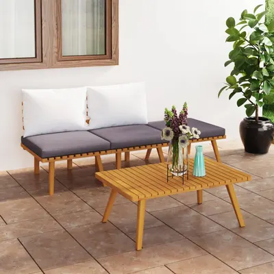 Gossi set mobilier de gradina cu perne, 4 piese, lemn masiv de acacia
