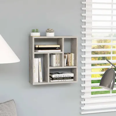 vidaXL Raft de perete, gri beton, 45x16x45 cm, lemn prelucrat