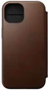 Husă Nomad - Modern Leather Folio, iPhone 15, maro