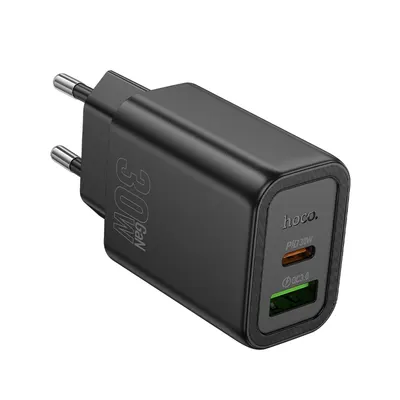 Adaptor Priza HOCO N63, Port Type-C + USB, Incarcare rapida 30W, Tehnologie GaN, Negru Engros