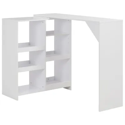 Gossi masa de bar cu raft mobil, alb, 138x39x110 cm