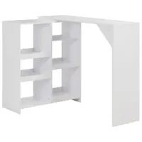 Gossi masa de bar cu raft mobil, alb, 138x39x110 cm