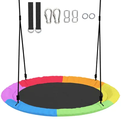 AIYAPLAY Leagăn Tip Cuib pentru Copii Ø100 cm, Leagăn de Copac cu Corzi Reglabile și Curele, Joc de Exterior pentru Copii 3-8 Ani, Capacitate 300 kg, Multicolor | Aosom Romania