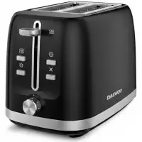 Prajitor de paine Daewoo DBT280B, 800 W, tavita de firimituri, functie decongelare, control electronic rumenire, carcasa inox, functie reincalzire, capacitate 2 felii (Negru)