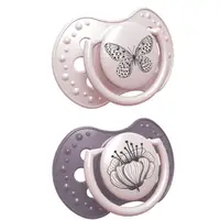 Suzete din silicon Lovi - Botanic, 0-6 luni, 2 bucăți, pentru fetiță
