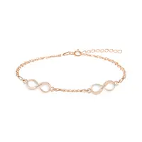 Infinito - Bratara personalizata pentru picior cu 2 infinituri din argint 925 placat cu aur roz