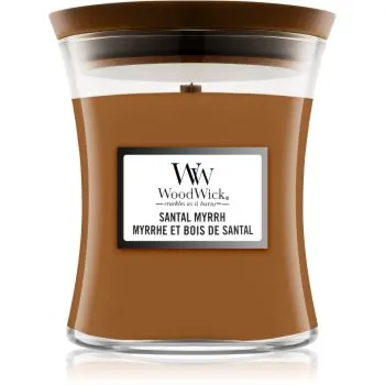 Woodwick Santal Myrrh lumânare parfumată cu fitil din lemn