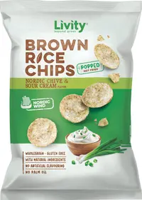 Chips de orez cu smântână și ceapă nordică 60 g, Livity