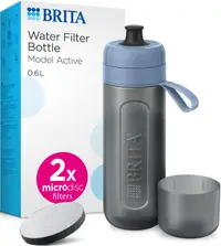 Sticlă de apă filtrantă BRITA - Active, 0.6 l, albastru închis, cu 2 discuri