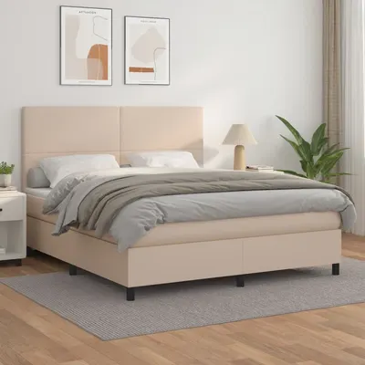 Gossi pat box spring cu saltea, cappuccino, 180x200cm piele ecologica