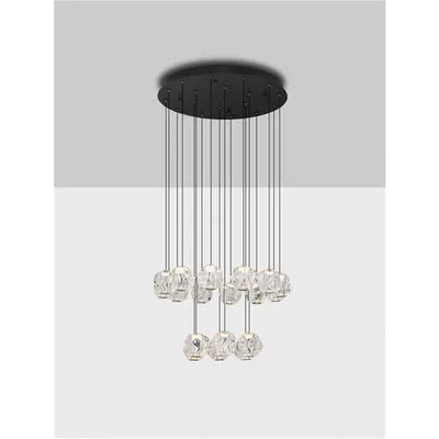 Lampa suspendata IFOS Triac Dimabil Nisipiu Negru & Crom Metal & Clear Acrylic LED 87 Wat 220-240 Volt 5057Lm 3000K IP20