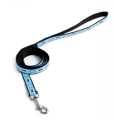Lesa nylon, albastra, cu decor os, lungime 120 cm, latime 1.6 cm
