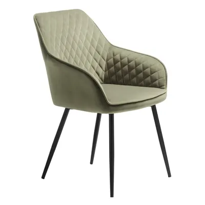 Scaun de sufragerie kaki cu cotiere tapițat Milton – Unique Furniture