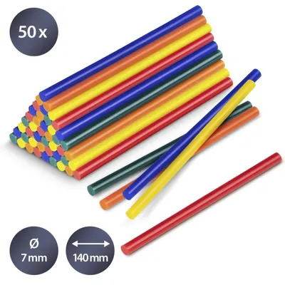 Set batoane colorate de lipici fierbinte Trotec, 50 bucati, Ø 7 mm