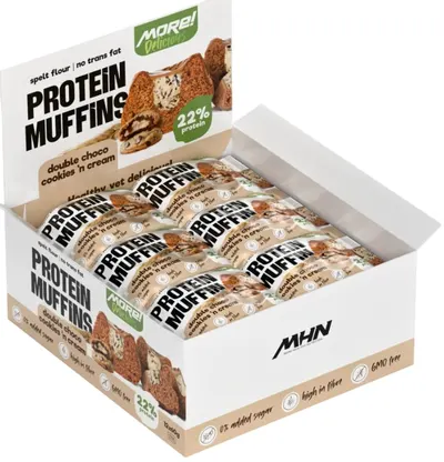 More Delicious Protein Muffin, fursecuri și cremă, 12 buc х 60 g, More Healthy Nutrition