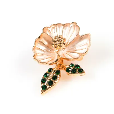 Brosa martisor floare aurie cu petale sidefate