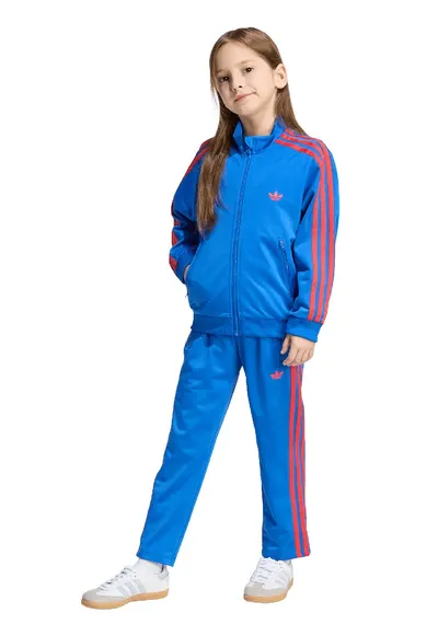 Trening regular fit cu fermoar si benzi contrastante - Rosu/Albastru royal