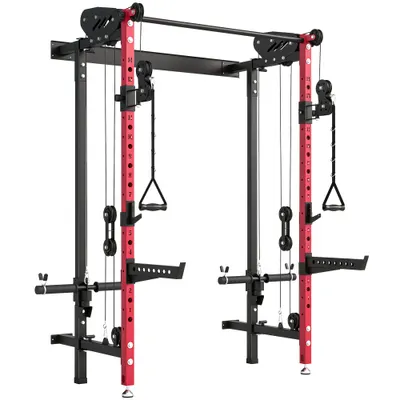 SPORTNOW Stație multifuncțională pentru sală, trainer Lat Pulldown, crossover, suport pentru greutăți | Aosom Romania