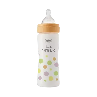 Biberon cu tetina din silicon si flux mediu Perfect Easy Fetite, 250ml, Chicco