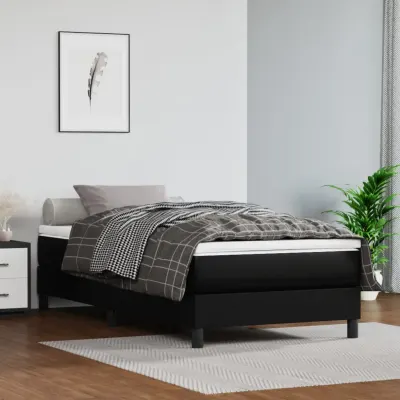 vidaXL Saltea cu arcuri buzunar, fermitate medie, negru, 90x200x20 cm, piele ecologică