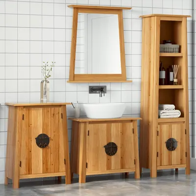 Gossi set mobilier de baie, 4 piese, lemn masiv de pin
