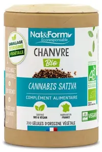 Semințe bio de cânepă, 295 mg, 200 capsule, Nat&Form