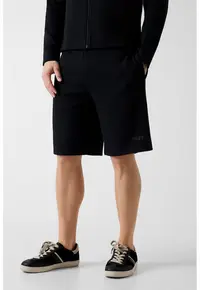 Pantaloni scurti de trening cu talie ajustabila - Negru stins/Argintiu