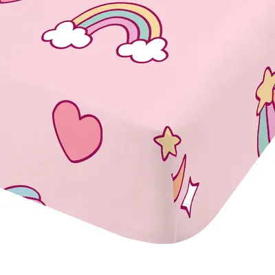 Cearceaf pentru copii roz pentru pătuț cu elastic 70x140 cm Forever Together – Catherine Lansfield